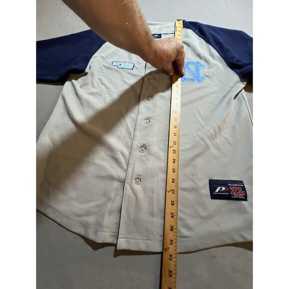 VTG 90'S PRO PLAYER NORTH CAROLINA‎ TAR HEELS GRAY BLUE BASEBALL BUTTON JERSEY L - Picture 11 of 13